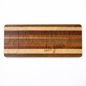 Artisan Exotic Multi-Wood Striped Charcuterie Cheese Cutting Board Serving Tray